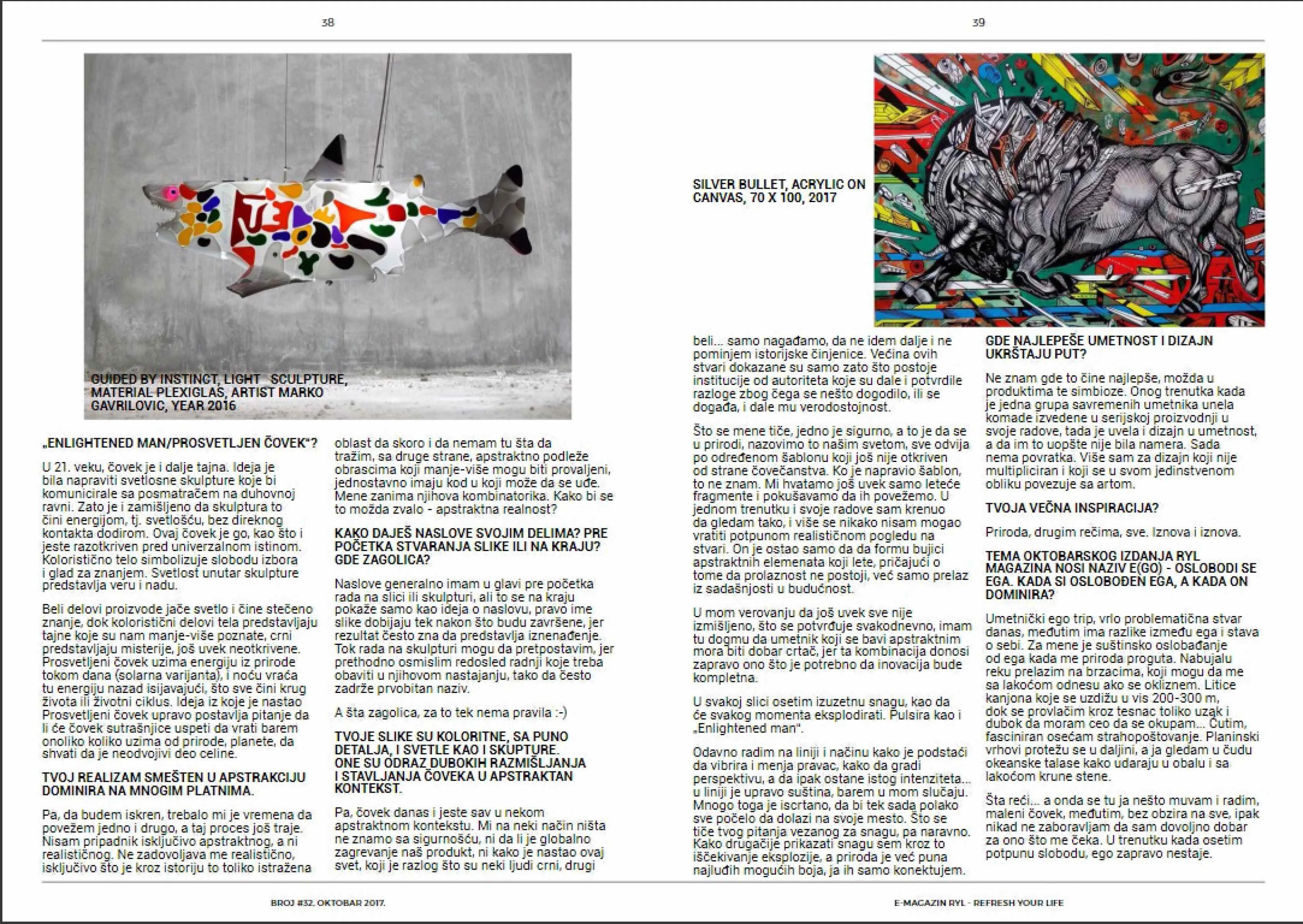 Artist Marko Gavrilovic interview for RYL Magazine