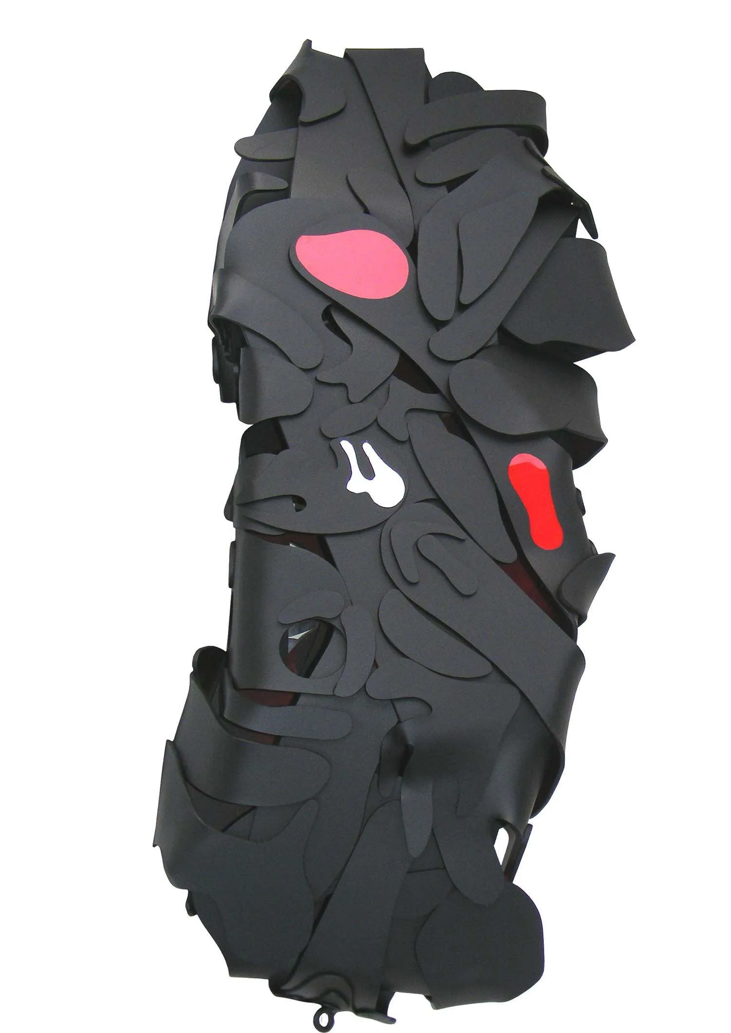 A Mystery man is a light sculpture made from black plexiglass.