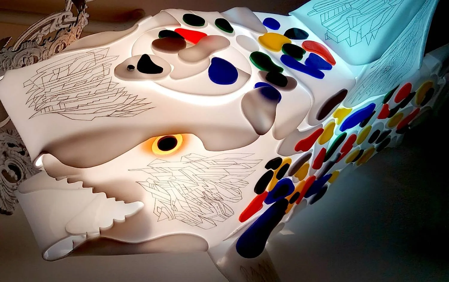 Ocean wave is a shark sculpture made of plexiglass.