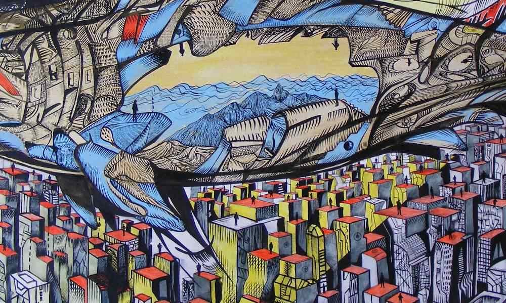 There is an endless sea inside, shark painting a detail 1