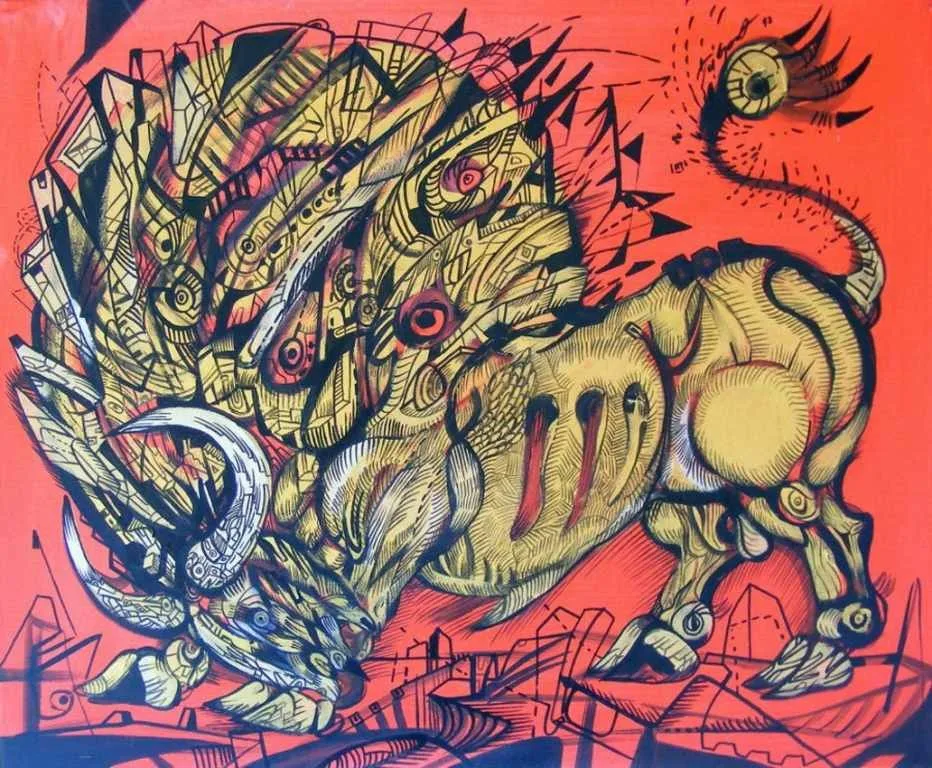 golden bull painting 