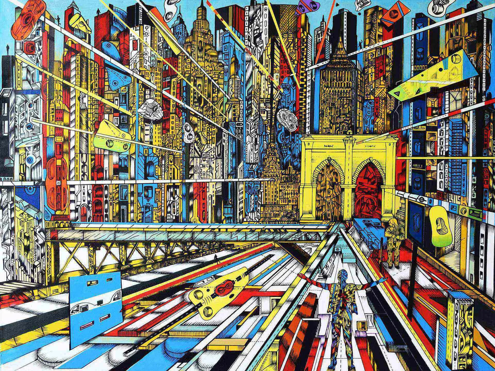 Cityscape painting by artist Marko Gavrilovic from his City paintings series.