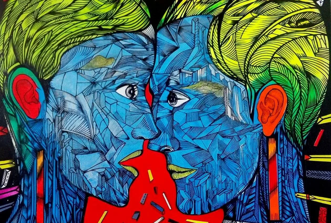 Love itself is a painting by artist Marko Gavrilovic that represents a couple-in-love.