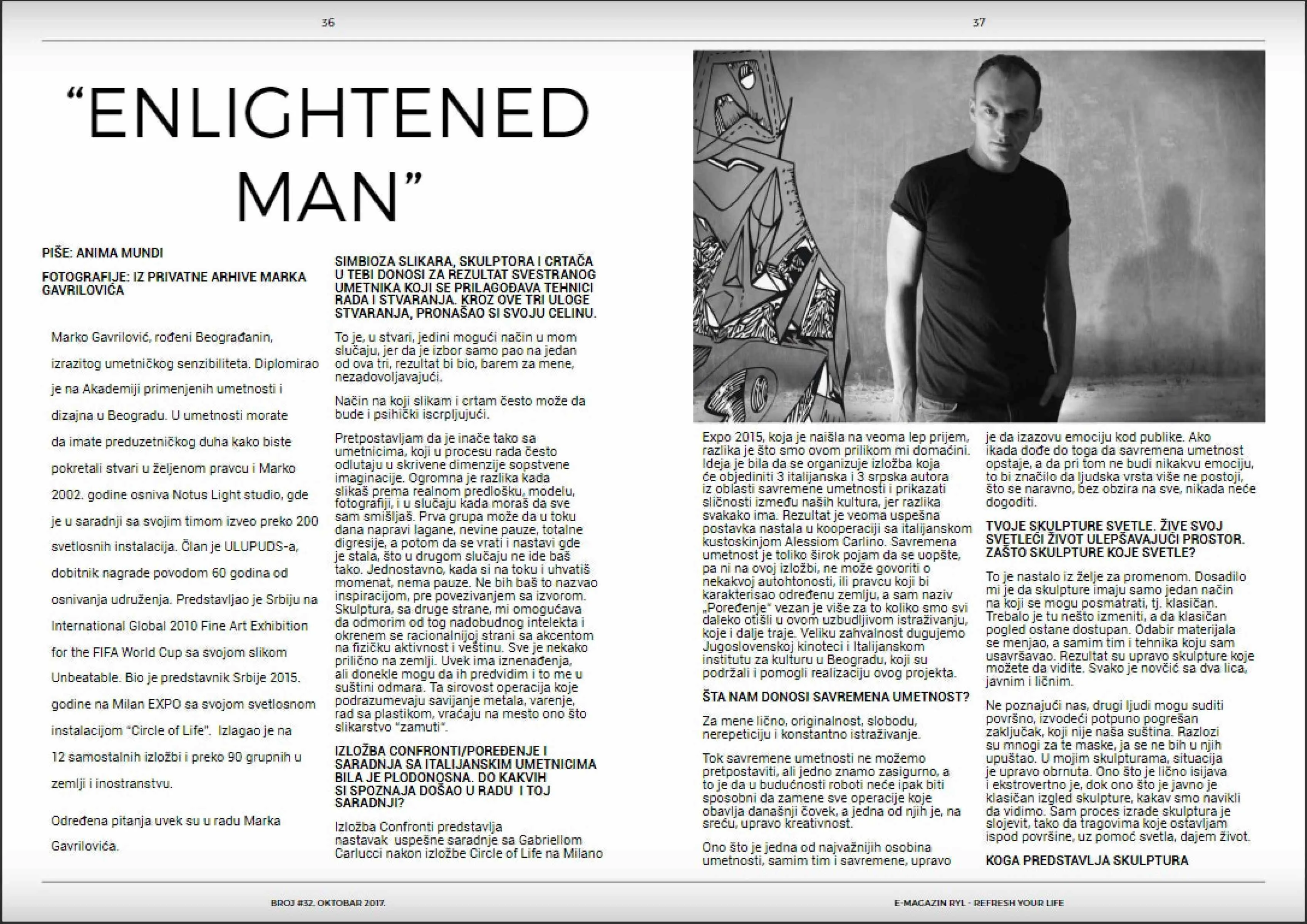 Artist Marko Gavrilovic interview for RYL Magazine