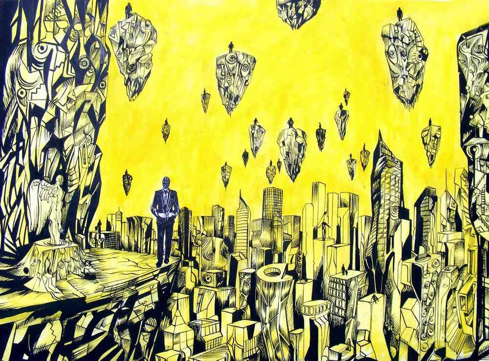 Faust is a drawing from black and yellow series