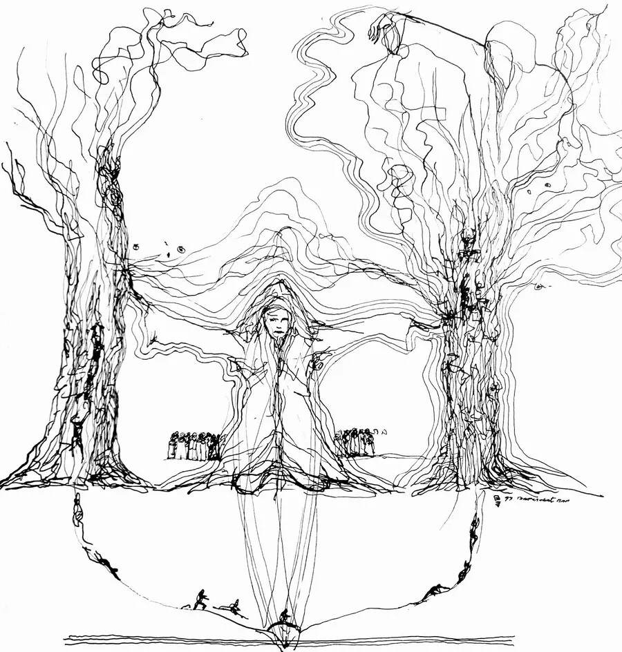 First encounter, ink on paper